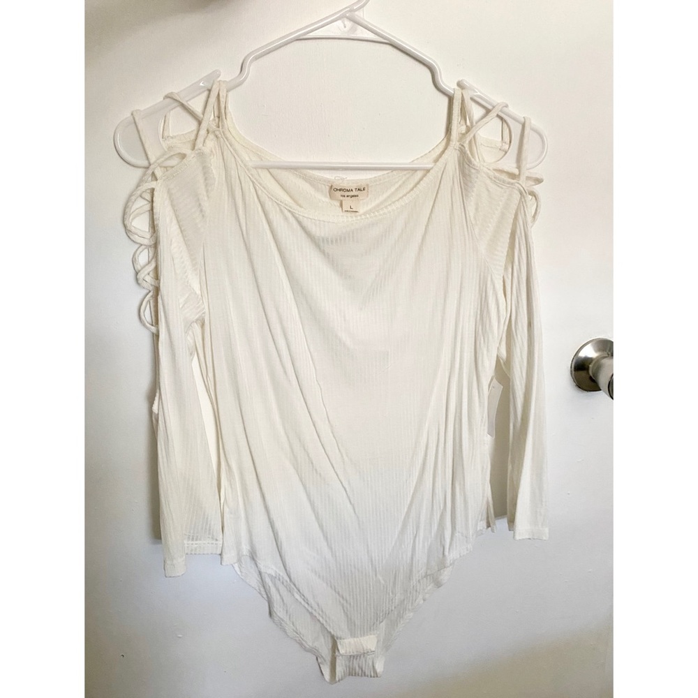 Lattice Sleeve White Bodysuit